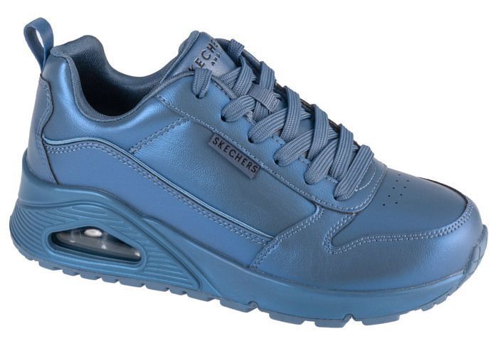 564 Skechers Uno Galactic Gal - Baskets femme bleu tige métallisée semelle Air-Cooled Memory Foam