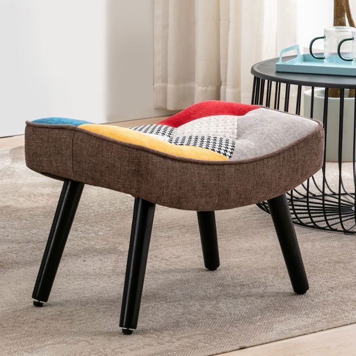 Pouf Repose-Pieds Patchwork pour Fauteuil Tabouret Décoratif Chaise Salon Fauteuil à Oreilles