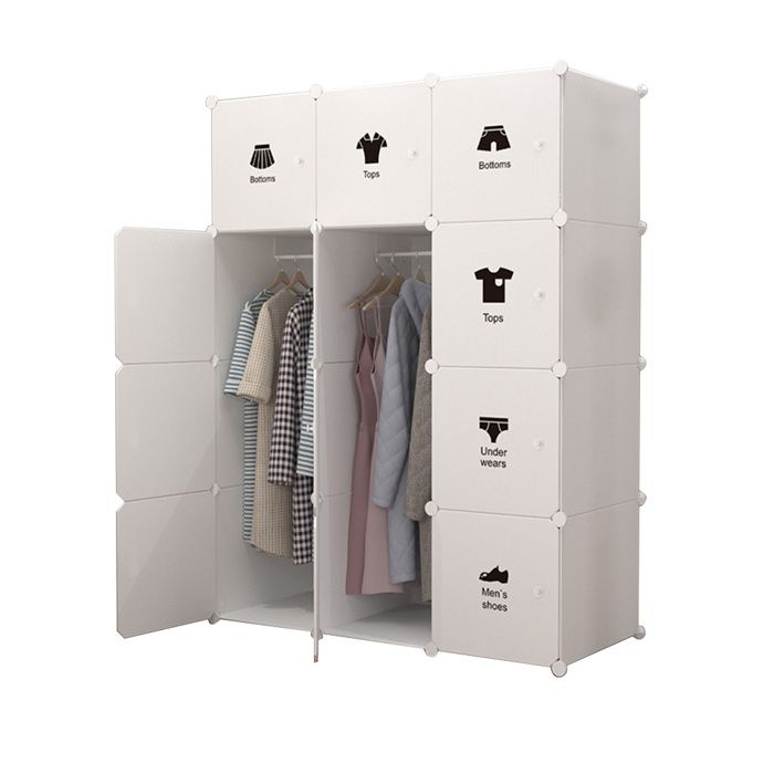 Armoire penderie Meuble Rangement Enfant - Armoire pour enfants-4 Niveaux 12 Compartiments-blanc-47x111x147cm Armoire Portable DIY