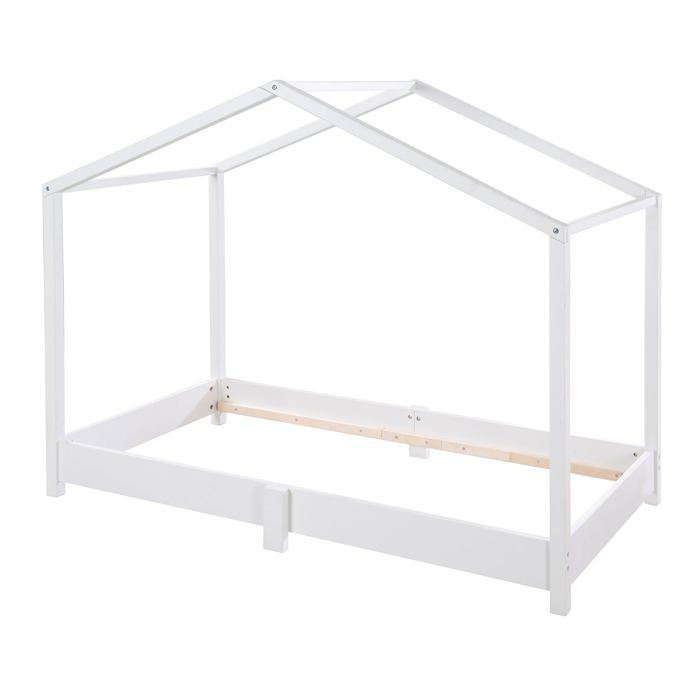 Cadre de Lit Cabane au Sol 70 x 140 cm - ROBA - Lit Montessori - Blanc Cadre de Lit Cabane au Sol 70 x 140 cm - ROBA - Lit Montessori - Blanc