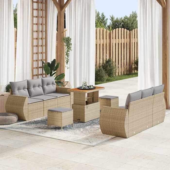 vidaXL Ensemble de canapé de jardin 9 pcs et - vue 2