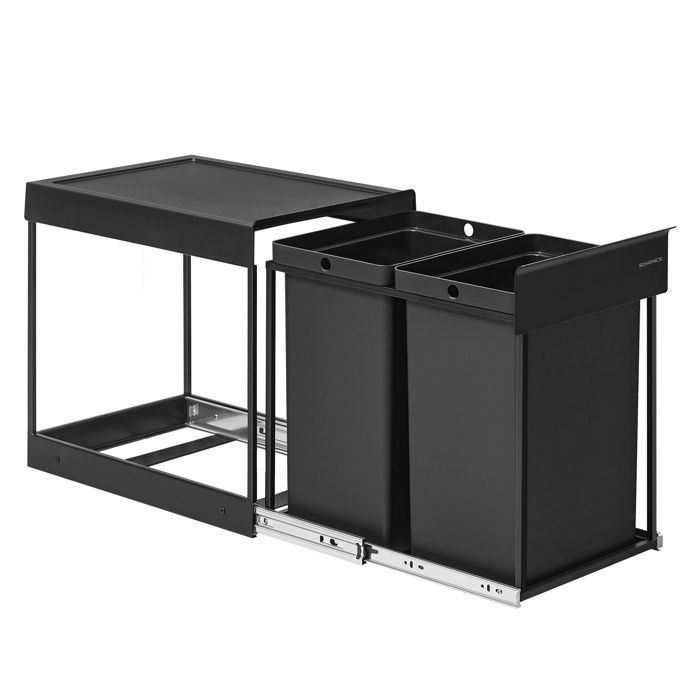 Poubelle Encastrable 2 Bacs Pour Meuble Coulissant 46L  18+28  Hailo Triple Xl 82853083