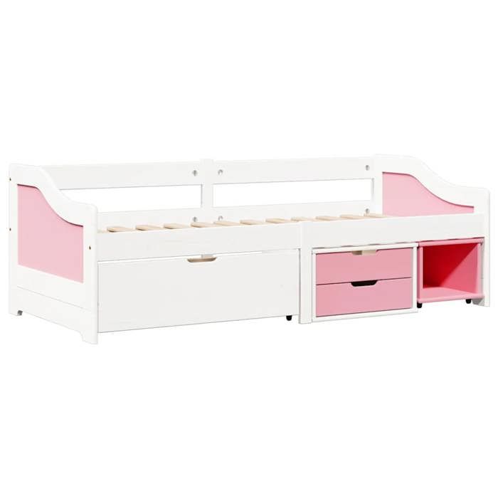 Lit simple Contemporain Banquette lit/Lit de jour et 3 tiroirs sans matelas IRUN blanc rose 90x200 cm - 1 Place
