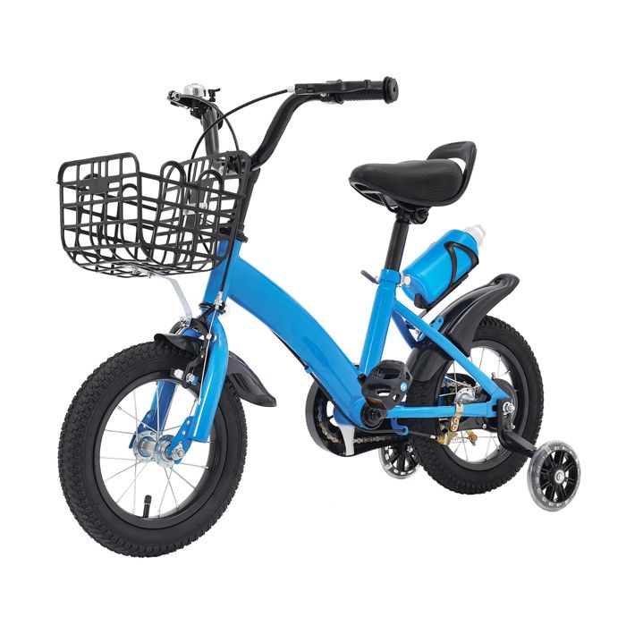 Bleu Vélo pour enfant à partir de 3 ans vélo pour enfants de 12 pouces garçons et filles avec roues stabilisatrices et panier