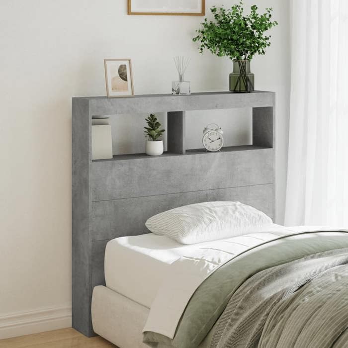Armoire tête de lit - vidaXL - LED - Gris béton - 100x17x102 cm