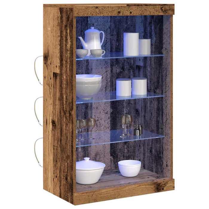 Buffet/Armoire bas - GUANG - Rangement maison -avec lumières LED en bois ancien 605x37x100 cm - @@A833