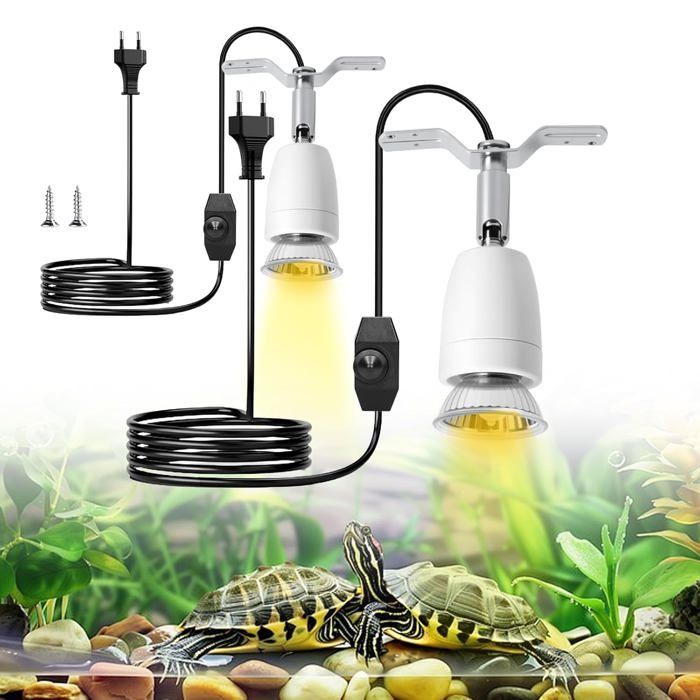 Lampe Chauffante Tortue E27 Lot 2 Céramique Reptile 360° Rotatif Amphibien Serpent Lézard