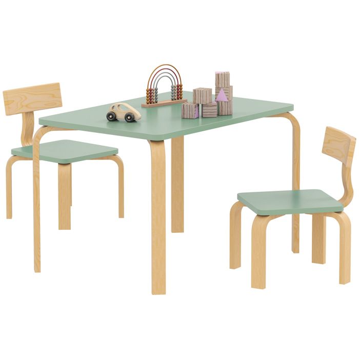 Table enfant avec 2 chaises - AIYAPLAY - pour dessiner jouer étudier - bois massif - 78x53x53cm - vert