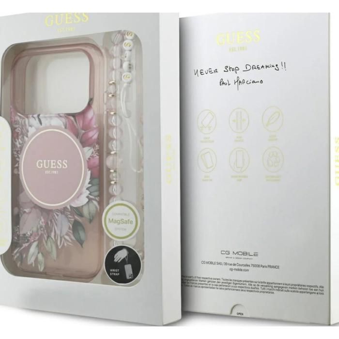 Guess IML Flowers Strap Case with MagSafe for iPhone 17 Pro 6.3 GUHMP17LHFWBRCESP