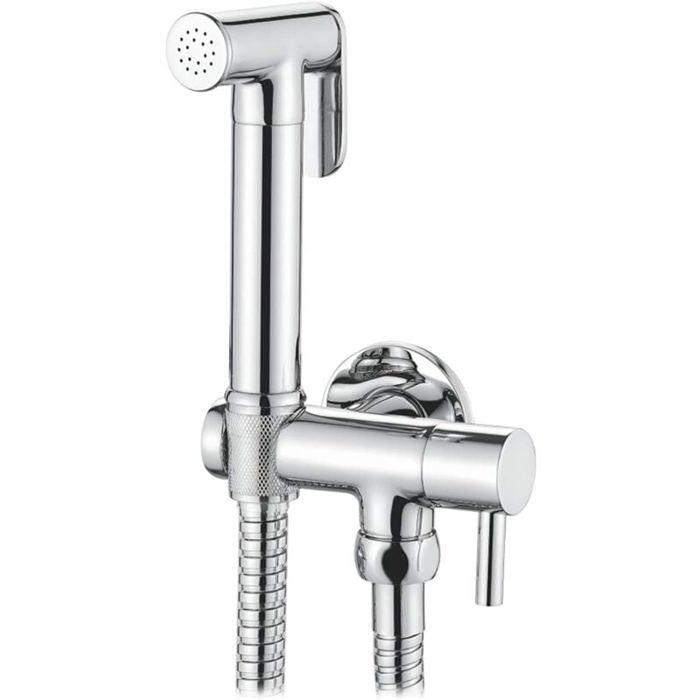 WC Set avec Flexible Support Douchette Chromé Argent