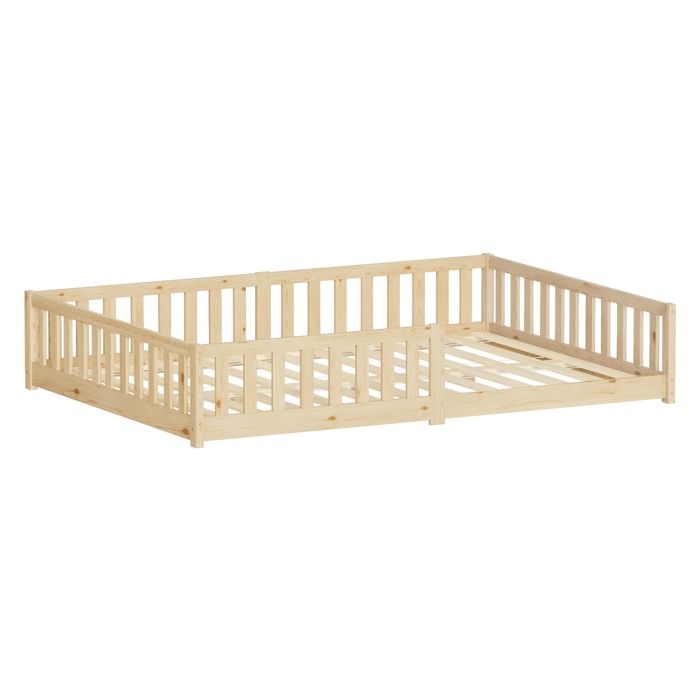 Lit au sol enfant ML-Design 140x200cm en pin massif naturel sommier à lattes et antichute montessori Lit au sol enfant ML-Design 140x200cm en pin massif naturel sommier à lattes et antichute montessori