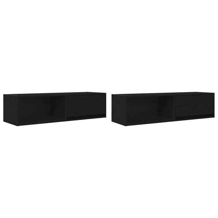Meuble TV en bois dingénierie - vidaxl - Chêne noir - 100x31x255 cm - 2 pièces - 1 tiroir - 1 étagère - Capacité 60 kg
