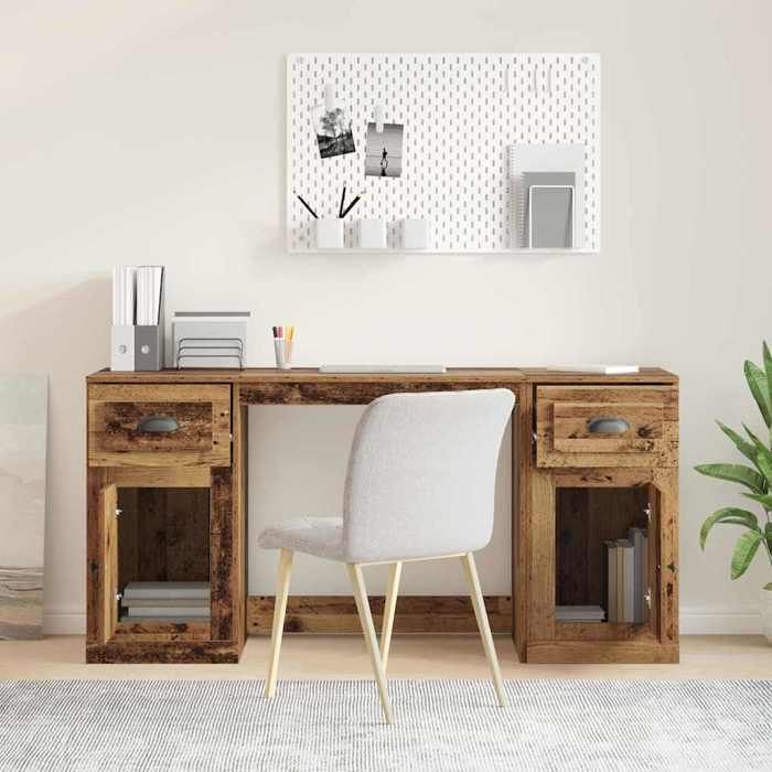 Bureau BURKE Marron Table à écrire - 1 PERSONNE - avec armoire - avec tiroir - Bois Ancien 154 5x50x75 cm - BB313