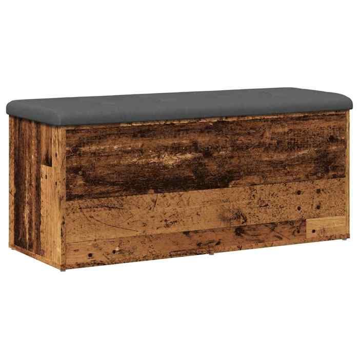 Black Friday Banc long de rangement - JILL - Meuble dentrée - vieux bois 102x42x45 cm - bois dingénierie BB707
