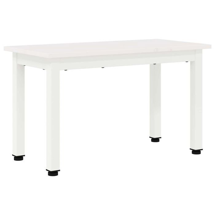 Table basse en bois de pin - vidaXL - Blanc - 60x30x36 cm - Bois de pin massif - Pieds en métal - Design carré