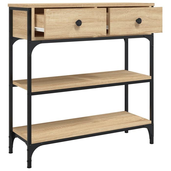 Brun Table console - CLARENCE - Meuble couloir - chêne sonoma 72 5x25x75 cm - bois dingénierie CC868