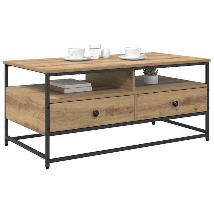 Sarazyj®Table centrale - Marron Table basse de salon - Capacité 50 kg - chêne artisanal - 100 x 51 x 45 cm - bois dingénierie - 517