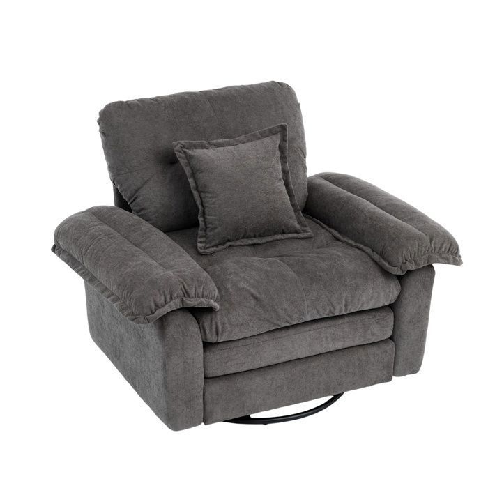Grand Fauteuil bergère capitonné - Fauteuil scandinave - pivotant - métal et chenille - 116x84x96 - gris