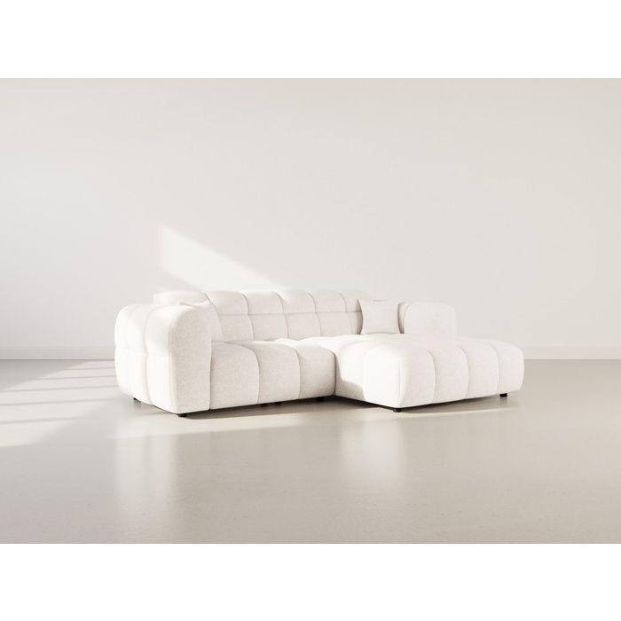 Mini Ray - Canapé dangle droit 4 places en tissu texturé - Beige