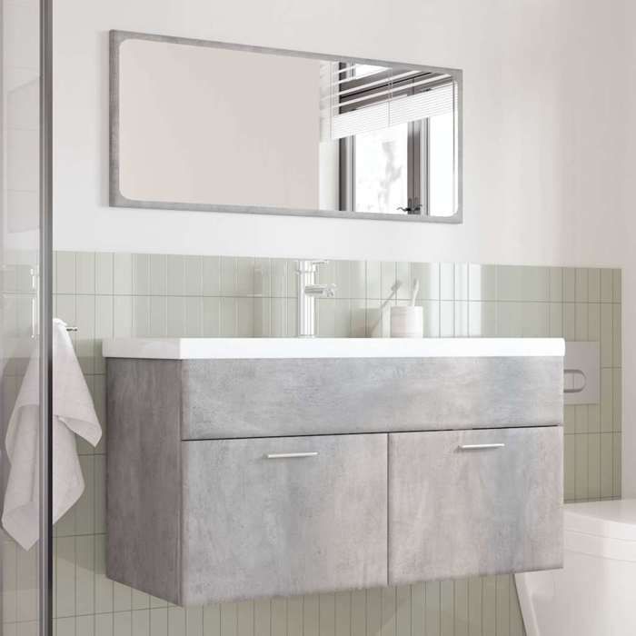 Meuble de salle de bain en 3 pcs - ARMOIRE/COLONNE WC - gris béton 90x38.5x46 cm L4722