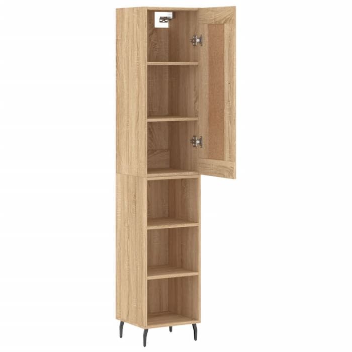 Vaisselier de cuisine - Brun - Buffet haut - SWEETY - avec rangement - Chêne Sonoma - 34 5x34x180cm - Bois dingénierie LH5709344