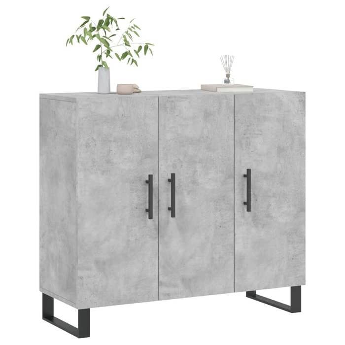 Armoire Vaisselier Durable - Gris - Buffet de cuisine - avec Rangement - Gris béton - 90x34x80cm - Bois dingénierie LH9957418