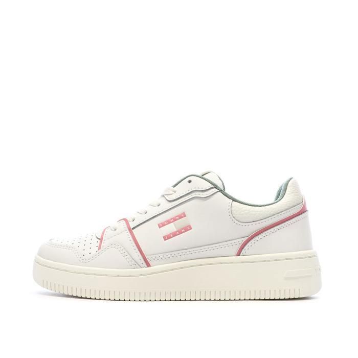 Tommy Hilfiger Baskets Blanches/Roses Femme Tommy Hilfiger Retro