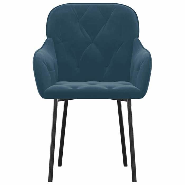 Chaises cuisine(2 pcs) - Bleu - Chaises à manger - 2 personnes - Bleu Velours 57x61x80 cm F3298