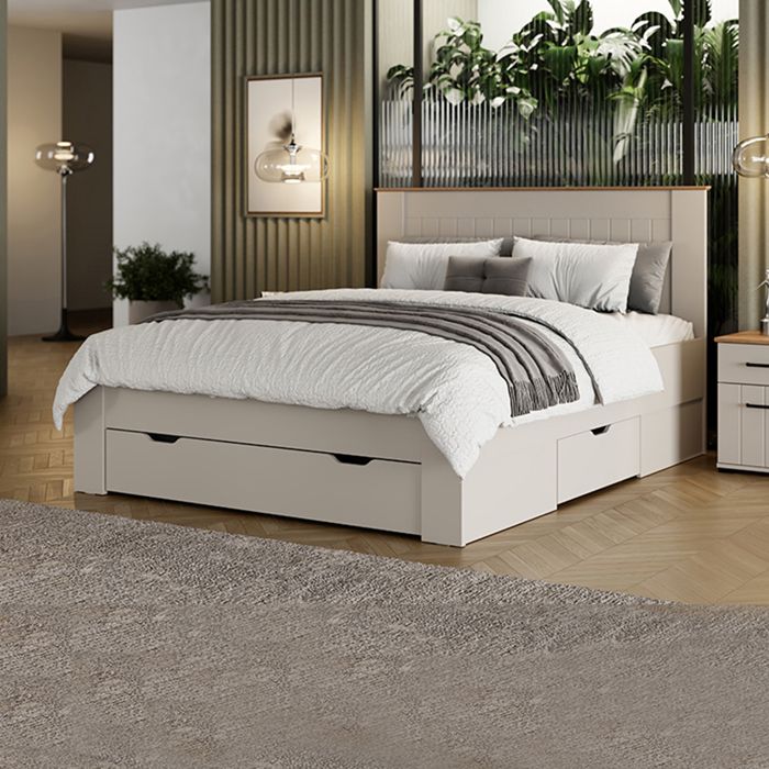 Lit Double Luangp Dmora Blanc Crème Lit Double Luangp Dmora Blanc Crème