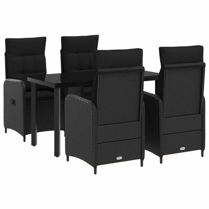 Vidaxl Ensemble de Tables Basses avec coussin avec oreiller 5 pcs Noir