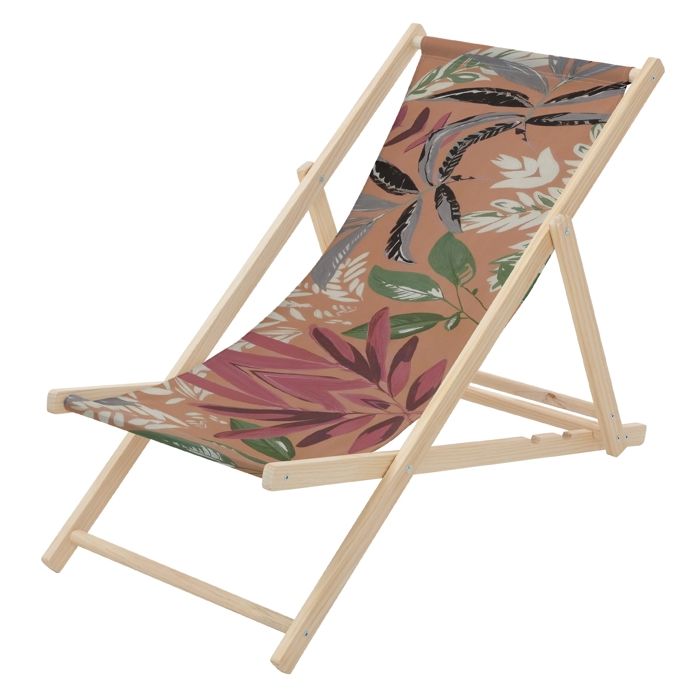Chilienne de jardin - ECD Germany - Motif floral - Bois - Pliable 3 positions charge max 120 kg