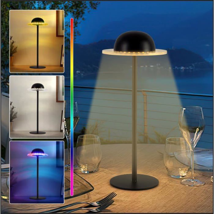 2 Pièces Lampe De Table Led Sans Fil Lampe De Table Planet Rechargeable De Chevet Luminosité Réglable Couleur+Rgb Contrôle T[LL823]