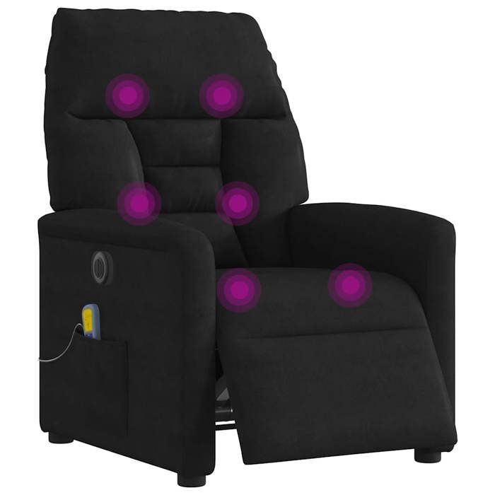 Chaise Relax massant - VIDAXL - Fauteuil inclinable électrique - 1 PLACE - noir tissu microfibre 72x90x99 cm F1143