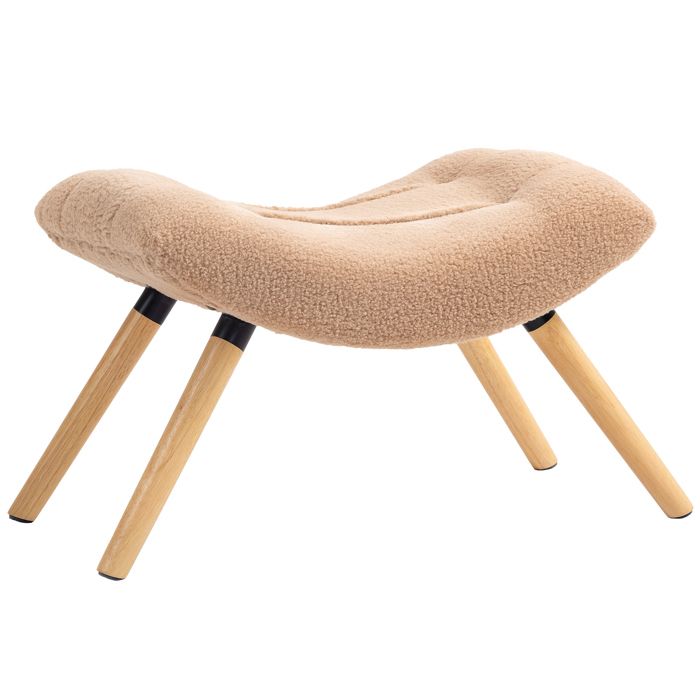 YWJ Tabouret Pieds Moderne Marron Polaire Bois Rembourré Salon Chambre Entrée Décoration Confort