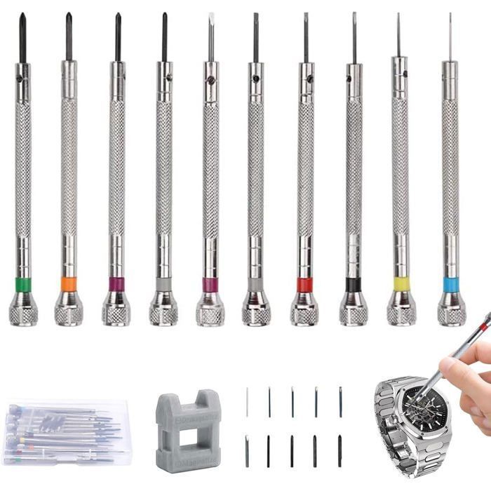 21Pcs Kit Tournevis de Précision Tournevis Lunettes Opticien/Montre Horlogerie Plate/Cruciforme 0 6-2 0 mm Démagnétiseur Réparation 21Pcs Kit Tournevis de Précision Tournevis Lunettes Opticien/Montre Horlogerie Plate/Cruciforme 0 6-2 0 mm Démagnétiseur Réparation
