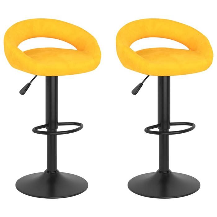 Nouveau Tabourets de bar lot de 2 jaune moutarde velours poids:12.3 kg @1156
