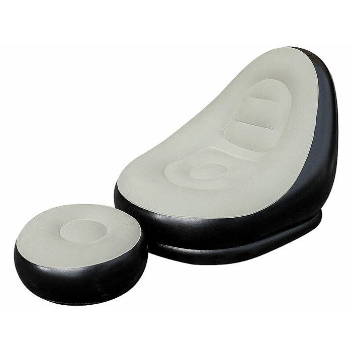 Fauteuil gonflable avec repose-pied et porte-gobelet
