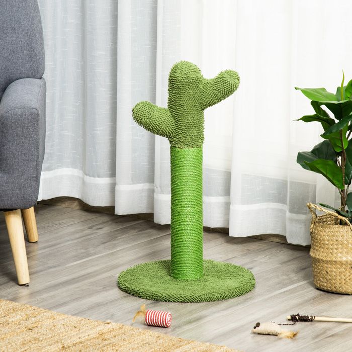 Griffoir pour chat dintérieur en forme de cactus arbre à chat en sisal résistant avec base 40 x 40 x 65 cm vert Griffoir pour chat dintérieur en forme de cactus arbre à chat en sisal résistant avec base 40 x 40 x 65 cm vert