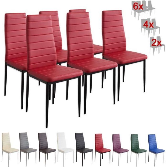 Lot de 6 chaises ALBATROS MILANO en simili rouge - Design contemporain - Confortables et légères