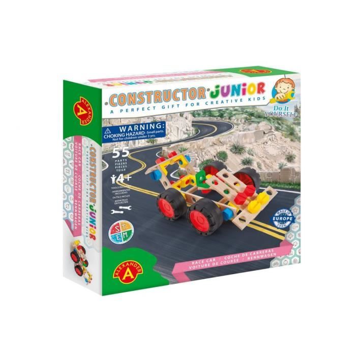 Jouet de construction - ALEXANDER TOYS - Constructor Junior - Voiture de course - 55 pièces - Bois/Plastique - Dès 4 ans