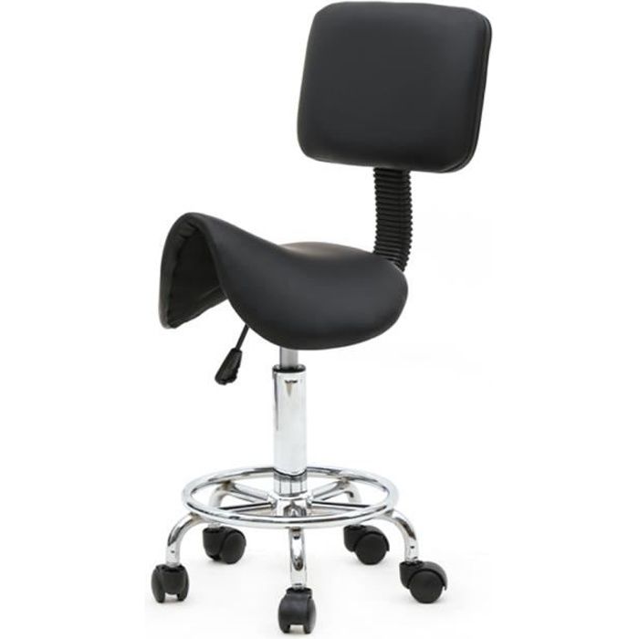 Tabouret ergonomique selle de cheval à roulette réglable en hauteur de 54.5 à 69 cm et pivotable à 360° - Noir Tabouret ergonomique selle de cheval à roulette réglable en hauteur de 54.5 à 69 cm et pivotable à 360° - Noir