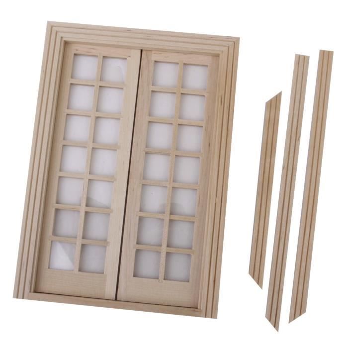 1//12 Maison de poupée Miniature En Bois Externe Écran Creux Porte Double