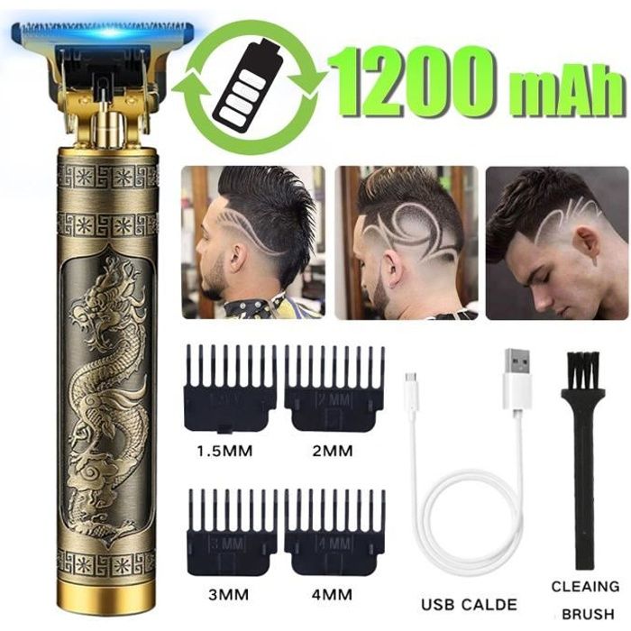  Tondeuse Cheveux Hommes ProfessionnelleTondeuse Barbe et Cheveux de Pr&eacute;cision 0mm Sans Fil Tondeuse &agrave; Cheveux Electriquedragon 