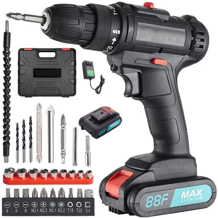 Perceuse-visseuse Sans Fil Teeno 21V – 1 Batterie, Chargeur, 2 Vitesses, 21 Accessoires