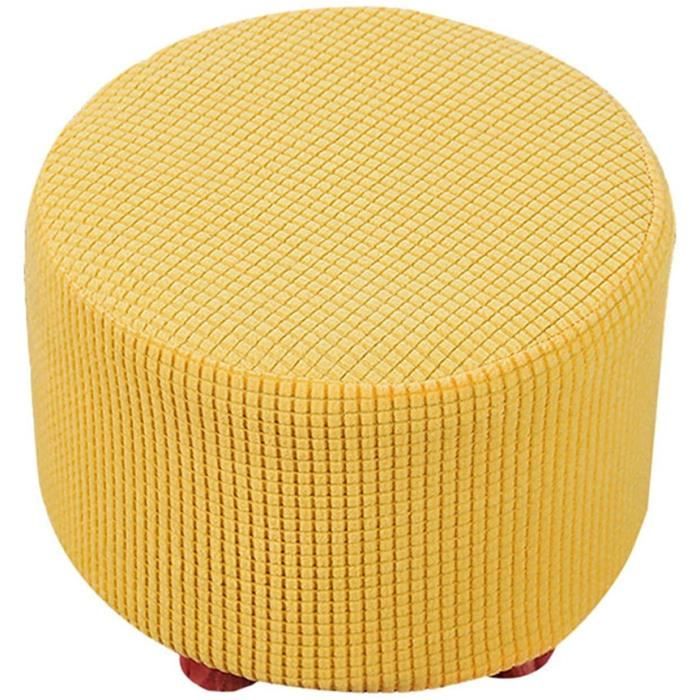 Housse Velours Pour Pouf Rond - Protection Extensible Camel 34x20cm - Housse Tabouret Lavable Machine