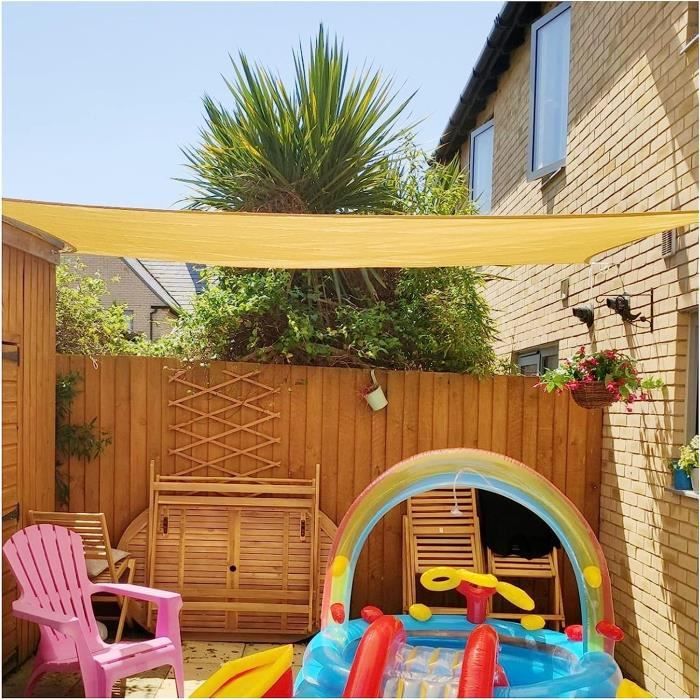 Voile D'Ombrage, 3 X 3 M, Rectangulaire, HDPE, Pour Jardin Terrasse