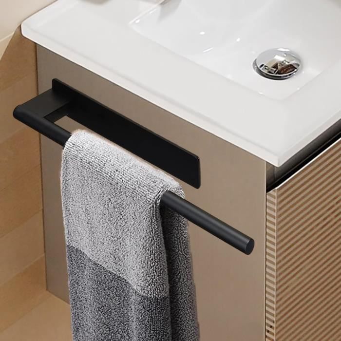 Porte-serviettes Mural Sans Perçage à 4 Bras - Ventouses Puissantes En Aluminium Anthracite - Pour Salle De Bain Et Cuisine - 11