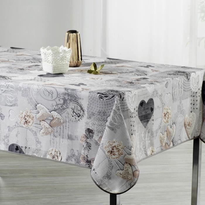 Nappe Textile En Coton Polyester Lavable - Ornement Uni - Tissu Jacquard Damassé - Lavable - Style Baroque - Beige - Ovale - 180 X 140 Cm - Avec Ourlet (bordé