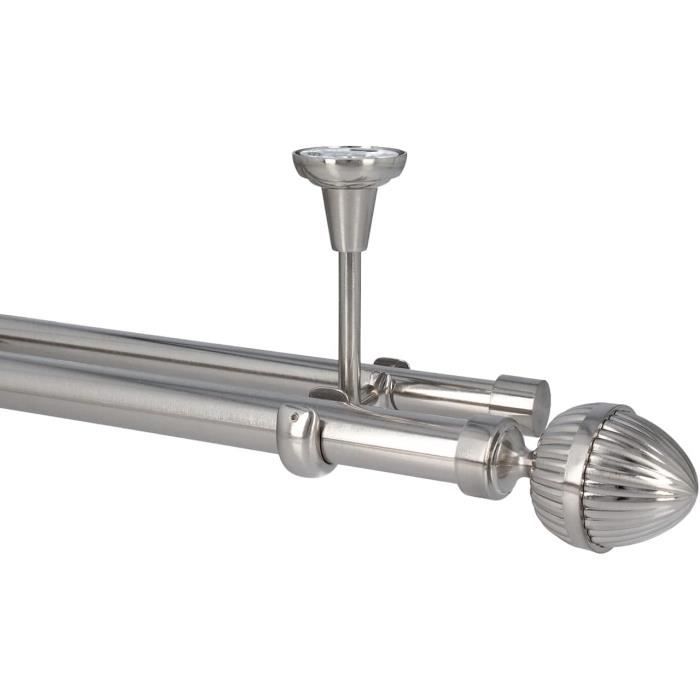 Kit Tringle à Rideau Métal 25mm - Fixation Plafond, Laiton Antique - Longueur 180 Cm