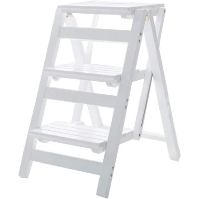 Échelle Bibliothèque Pliante Bimiti - 4 Marches - Bois - Chaise Et Escabeau